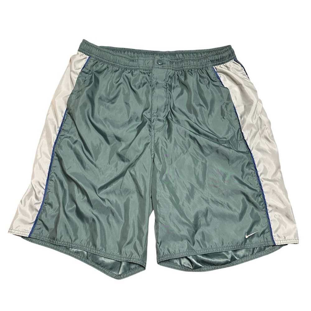 Nike Vintage Y2K Green Nylon Swim Trunk Shorts Lined Men’s Size XL